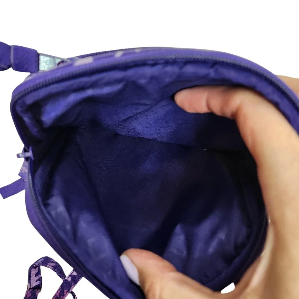 VERA BRADLEY Crossbody Bag Womens Small Purple Floral Cotton Quilted Purse